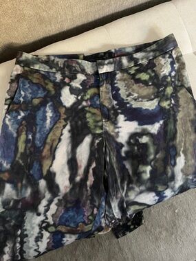 Theyskens' Theory 100% silk Abstract Print straight pants